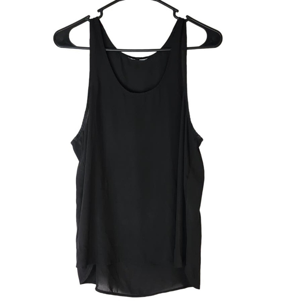 Aritzia Babaton Tank‎ Top Brodie Black Semi Sheer Sleeveless Size Medium